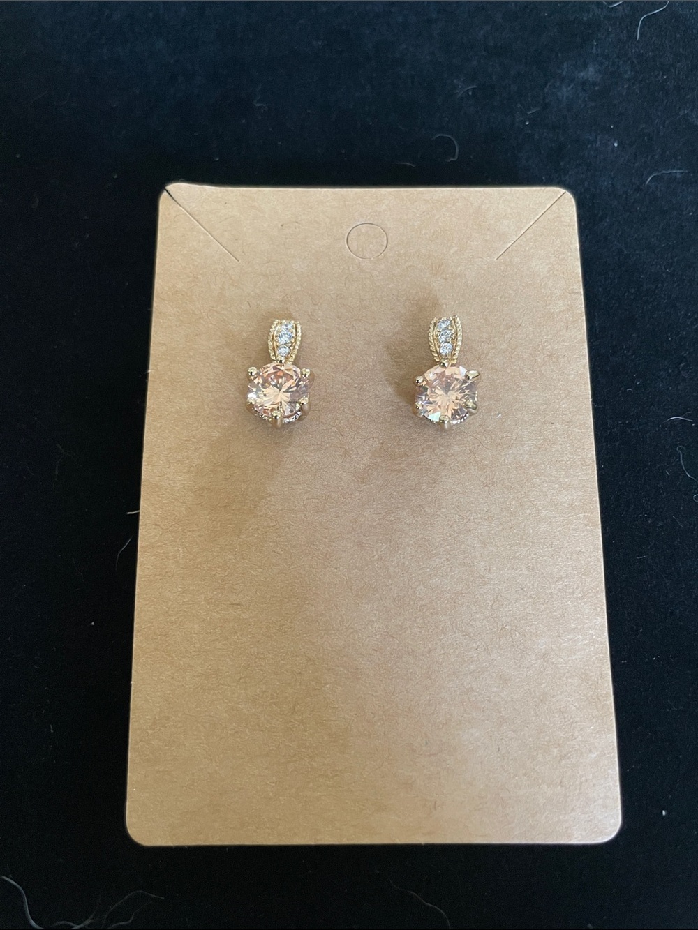 Gold-Tone Peach Simulated Diamond Crystal Drop Earrings. eBay: $19. 8/21/6